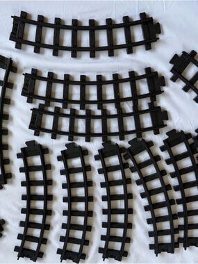 15pc Toy State Industrial Vintage 1992 Train Track Lot - Curved & Straight Black